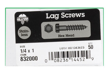 BOLT LAG 1/4X1" SS