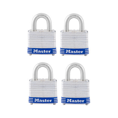 Master Lock 1-5/16 in. H X 1-5/8 in. W X 1-1/2 in. L Laminated Steel Double Locking Padlock 4 pk Key