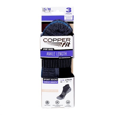 SPORT SOCK BLK S/M 3PK