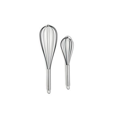 2PC Gray Silicone SS Whisk Set