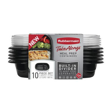 5PK Black Food Container and Lid