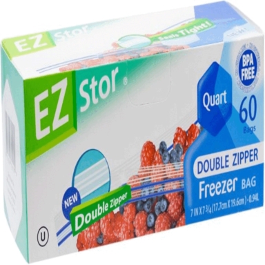 BAGS ZIP FREEZR 1QT 60PK