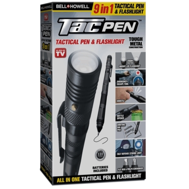 TAC PEN W/FLASHLIGHT BLK