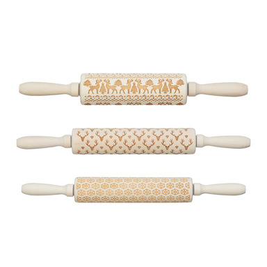 15"x2" Holiday Wood Rolling Pin