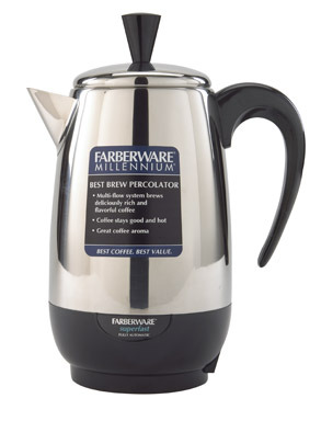 PERCOLATOR 8CUP BLK/SLVR