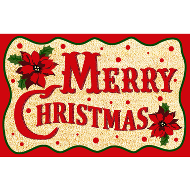 Ns Door Mat Chrstmas Holly