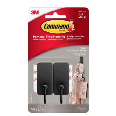 HOOK PLASTIC BLK SM 2PK