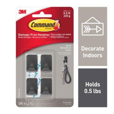 HOOK PLASTIC BLK SM 4PK