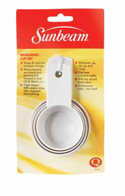 Sunbeam 1/4 1/3 1/2 and 1 cups ABS White Measuring Set