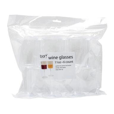Wine Glass 11oz Clr Plastc 6pc