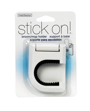 iDesign Stick On 3-1/2 in. H X 2-1/2 in. W White Broom/Mop Holder