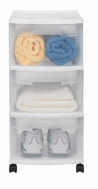 Sterilite-Style 3-Drawer Plastic Storage Cart – Black Frame With Clear Drawers, Space-Saving Organizer For Home Or Office