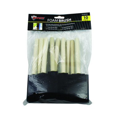 FOAM BRUSH 10PC WOODHNDL