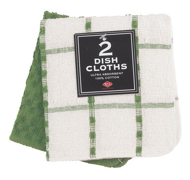 Ritz Cactus Cotton Check/Solid Dish Cloth 2 pk