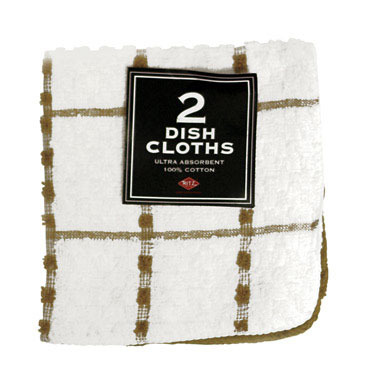 Ritz Biscotti Cotton Check/Solid Dish Cloth 2 pk