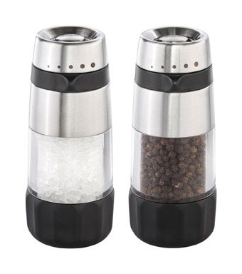 OXO Good Grips 2.2 in. W X 2.2 in. L Silver/Clear Ceramic Salt and Pepper Grinder Set
