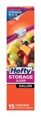 Hefty Gallon Food Storage Slider Bag, 15 Ea