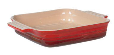 STONEWARE DISH 9"SQ RED