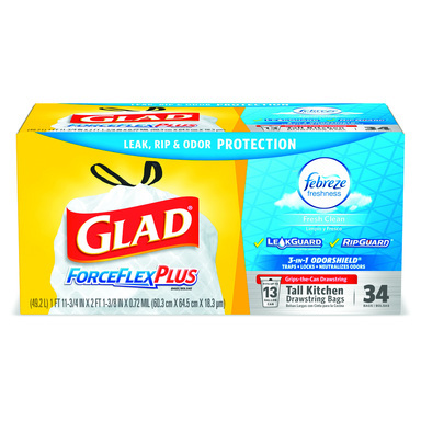 Glad Bag 13gal 34ct Flex