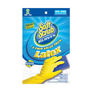 Soft Scrub Latex Cleaning Gloves L Yellow 2 pair
