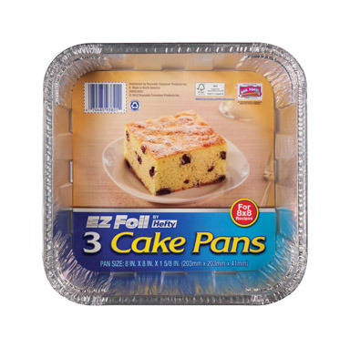 PAN FOIL CAKE SQ 8" PK 3