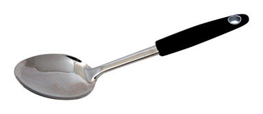 SS BLK HANDLE SPOON 13"