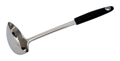 SS BLK HANDLE LADLE 13"