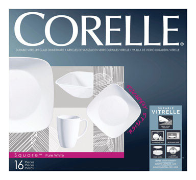 Corelle D-ware Sqr 16pc Wht