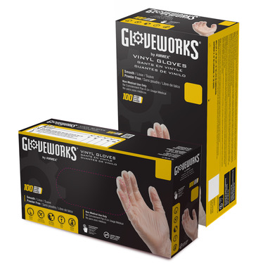 Gloveworks Vinyl Disposable Gloves Medium Clear Powder Free 100 pk
