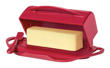 BUTTER DISH W/SPRDR RED