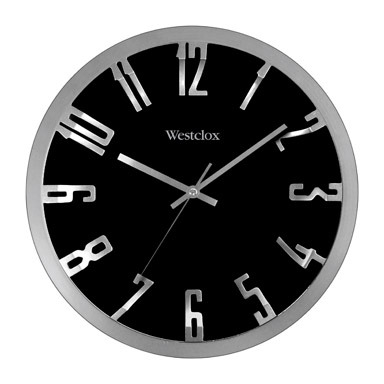 Clock Wall Blk/slv12"dia