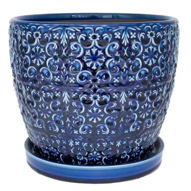 12" Mediter Ceramic Planter Blue
