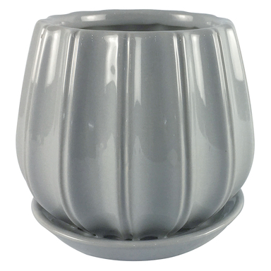 8" Contour Ceramic Planter Gray