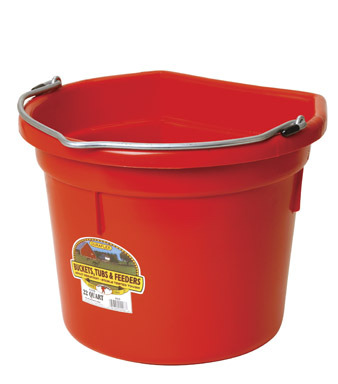 Pail Flat-back Rbbr Lg 20qt Red