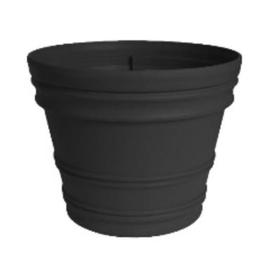 PLANTER RESIN ROLLED RIM BLK 22"