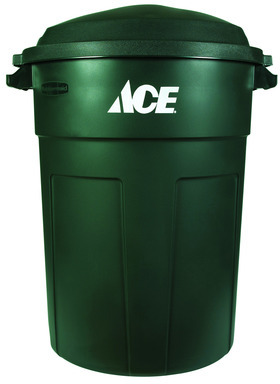 32GAL Green Garbage Can w Lid