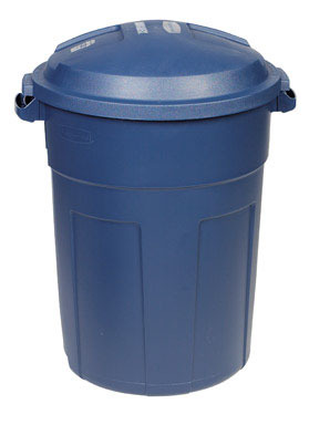 32 GALLON BLUE TRASH CAN W/LID