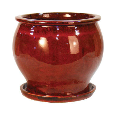 PLANTER GLAZED 8" RED