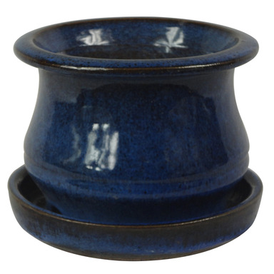 7" Low Bell Ceramic Planter Blue