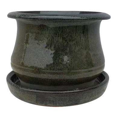 7" Low Bell Ceramic Planter GRN