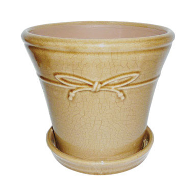 PLANTER CRACKLED 6" TAN