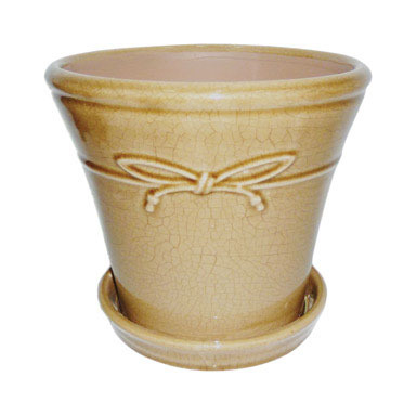 PLANTER CRACKLED 8" TAN