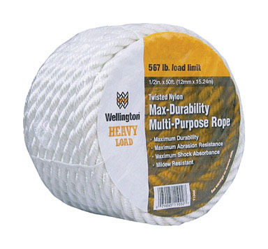 1/2"x50' Wht Nyl Rope