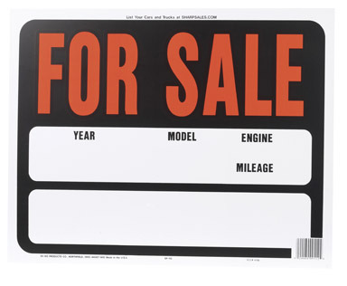 SIGN AUTO FOR SALE15X19"