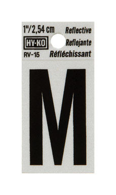 Hy-Ko 1 in. Reflective Black Vinyl Self-Adhesive Letter M 1 pc