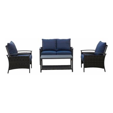 CHAIR SET ALUM BLU 4PC