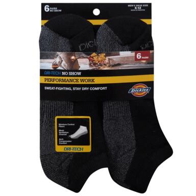 NO SHW SOCK BLK 6-12 6PR