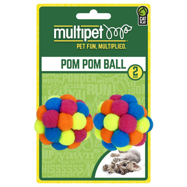 CAT TOY POM POM BALL 2PK