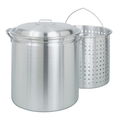 STOCKPOT ALUM W/LID&BSKT 60Q