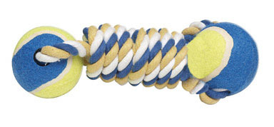 DOG TOY TENNIS BALL TUG